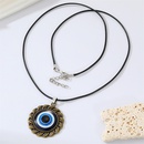 Retro round alloy blue devils eye pendant necklace black rope eye clavicle chainpicture16