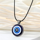Retro round alloy blue devils eye pendant necklace black rope eye clavicle chainpicture19