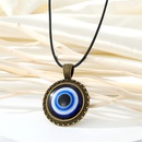 Retro round alloy blue devils eye pendant necklace black rope eye clavicle chainpicture18