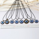 Retro round alloy blue devils eye pendant necklace black rope eye clavicle chainpicture17