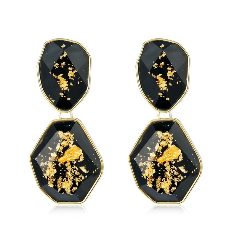 European and American crossborder Bohemia gold leaf resin color imitation natural stone earrings
