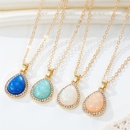 Vintage Bohemian Full Diamond round Water Drop Resin Necklace Simple Opal Pendant Necklace CrossBorder Sold Jewelrypicture20