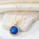 Vintage Bohemian Full Diamond round Water Drop Resin Necklace Simple Opal Pendant Necklace CrossBorder Sold Jewelrypicture19
