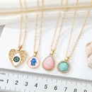 Vintage Bohemian Full Diamond round Water Drop Resin Necklace Simple Opal Pendant Necklace CrossBorder Sold Jewelrypicture17