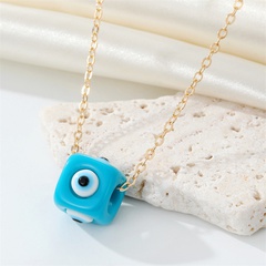 Punk Ethnic Style Resin Devil 'S Eye Pendant Necklace Vintage Square Bead Eye Necklace For Women Cross-Border Sold Jewelry