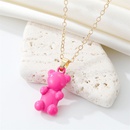 Korean Trendy Cute Candy Color Metal Bear Pendant Necklace Fashion Color Cartoon Animal Necklace Clavicle Chainpicture10