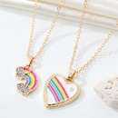 Korea Cute Rhinestone Rainbow Love Necklace Alloy Drop Oil Heart Pendantpicture8