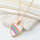 Korea Cute Rhinestone Rainbow Love Necklace Alloy Drop Oil Heart Pendantpicture7