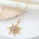 Retro simple full diamond sun flower pendant necklacepicture6