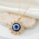 European CrossBorder Sold Jewelry Vintage Full Diamond SUNFLOWER Devils Eye Pendant Necklace Turkish Eye Metal Necklacepicture7