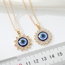 European CrossBorder Sold Jewelry Vintage Full Diamond SUNFLOWER Devils Eye Pendant Necklace Turkish Eye Metal Necklacepicture10
