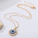 European CrossBorder Sold Jewelry Vintage Full Diamond SUNFLOWER Devils Eye Pendant Necklace Turkish Eye Metal Necklacepicture11