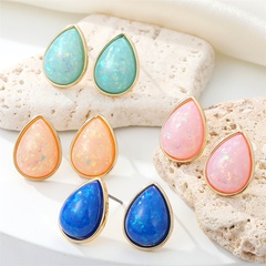 European Cross-Border Sold Jewelry Bohemian Retro Simple round Resin Earrings Opal Geometric Ear Studs Women