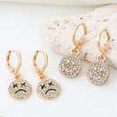 Ornament Korean New Cute Full Diamond Smiley Face Crying Face Earrings round Facial Expression Europe and America Cross Borderpicture6