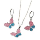 crossborder trend color glitter butterfly necklace set cute animal ear ringpicture10