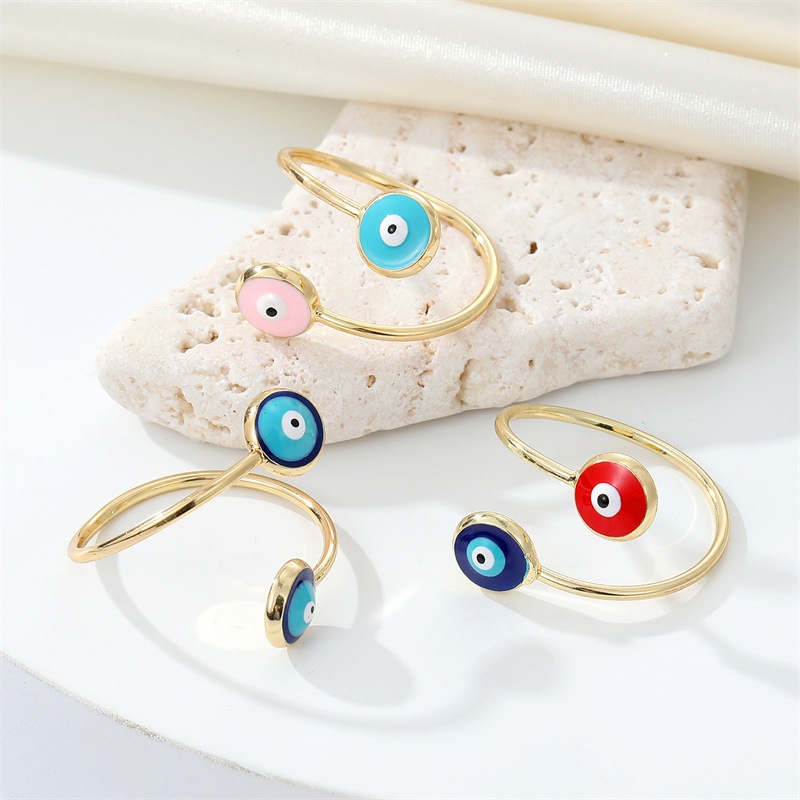 Ornament Trend Vintage Dripping Oil Color Devils Eye Ring Turkish Eye Europe and America Cross Border