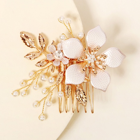 nouveaux bijoux de mariage mode perle insert peigne robe de mariée accessoires fleur peigne de mariée's discount tags
