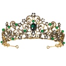 Baroque New Alloy Headwear Banquet Party Crown Cake Decorative Creative Retro Emerald Bridal Crownpicture13