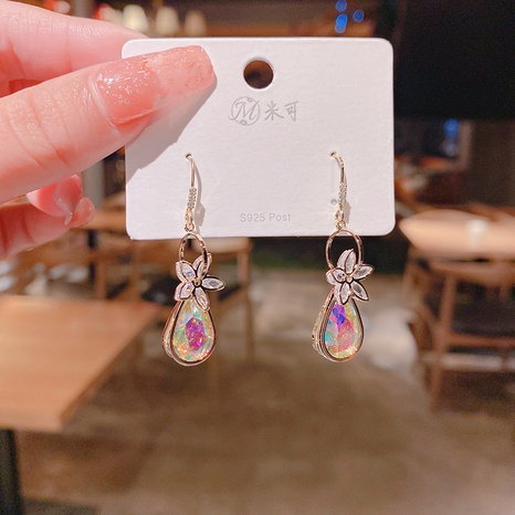 color zircon crystal pendant earrings Korean version of colorful earrings jewelry NHMKA477436's discount tags