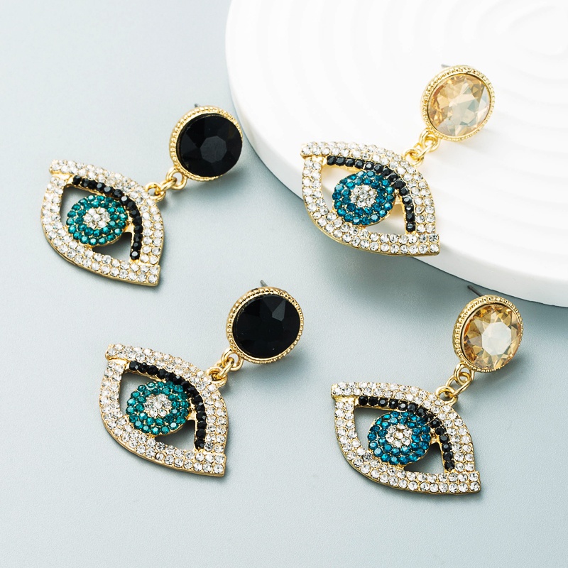 European and American style exaggerated alloy diamondstudded eye earrings female