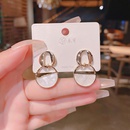 925 Silver Needle Real Gold Plated Copper Micro Inlaid Zircon Glossy Geometric Earrings Korean Style Elegant Shell Ear Ringspicture7