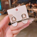 925 Silver Needle Real Gold Plated Copper Micro Inlaid Zircon Glossy Geometric Earrings Korean Style Elegant Shell Ear Ringspicture10