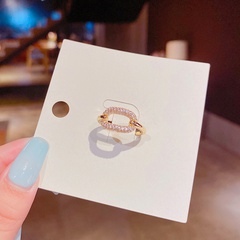 Korean version of micro-inlaid super dimmer zircon opening adjustable Korean fashion ring