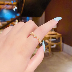 Korean version of micro-inlaid zircon opal opening adjustable Korean fashion ring