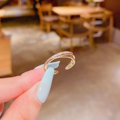 Korean version of micro-inlaid zircon ring fashion word Korean simple ring