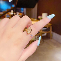 micro-inlaid zircon fishtail ring Korean simple tide open ring