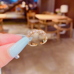 Korean version of micro-inlaid super dimmer zircon opening adjustable Korean fashion ring