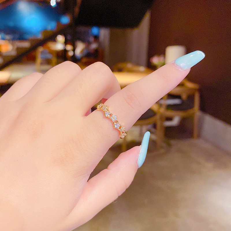 Thick Gold Plating LongLasting Color Retention Korean MicroInlaid Zircon Ring Womens Korean Fashion Simple Ring