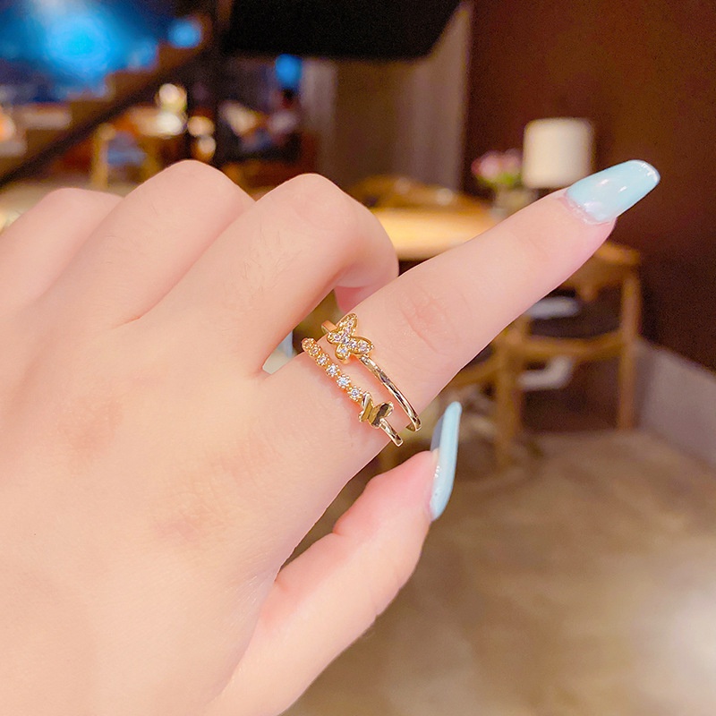 Thick Gold Plating LongLasting Color Retention Korean Fashion Bowknot Ring Female Korean Simple Cold Style Ring