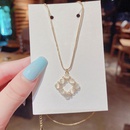 925 Silver Needle Gold Plating Korean Fashion Opal Necklace Several Korean Online Red He Square Simple Necklacepicture8