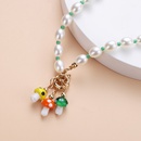 CrossBorder Hot Selling Baroque Style Large Particle Pearl Necklace Korean Fashion Cute Colored Glaze Mushroom Pendant Sweater Chainpicture8