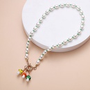 CrossBorder Hot Selling Baroque Style Large Particle Pearl Necklace Korean Fashion Cute Colored Glaze Mushroom Pendant Sweater Chainpicture9