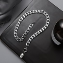 CrossBorder New Arrival European and American Punk Metal Cuban Chain Clavicle Chain Minimalist Pearl Pendant Lock Necklace Womenpicture6