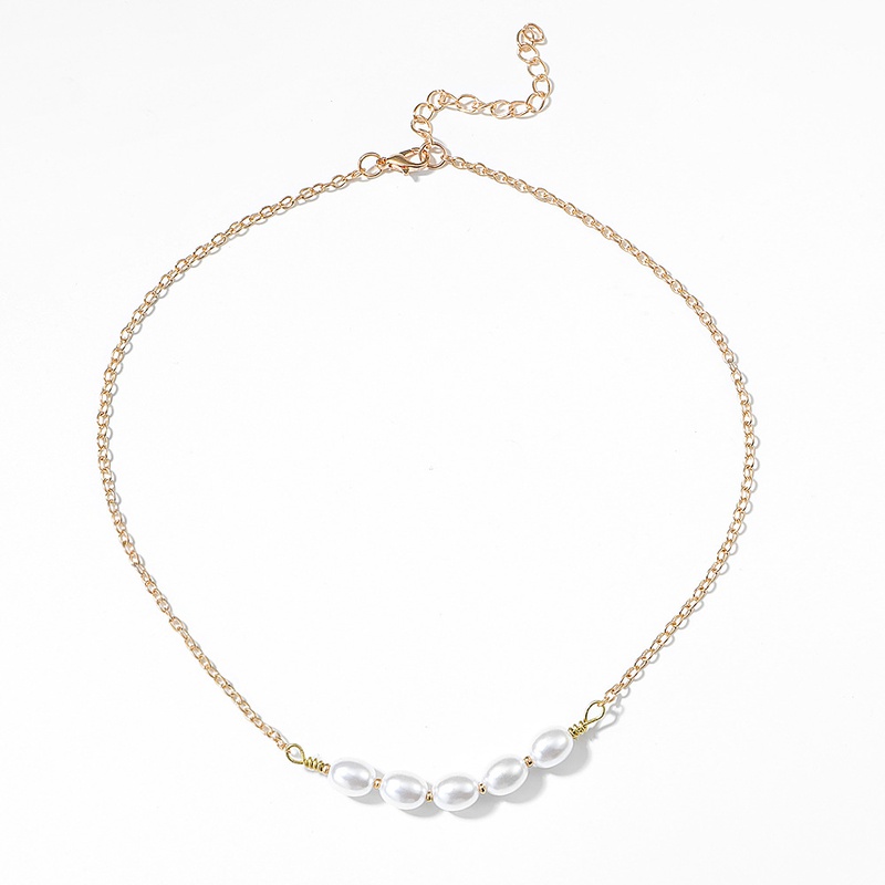 Korean Niche Design Short Pearl Necklace Simple Temperament Chain Stitching Clavicle Chain Autumn and Winter New Accessories