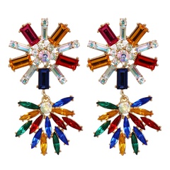 new geometric flower hollow diamond earrings pendant earrings personality bohemian ear jewelry