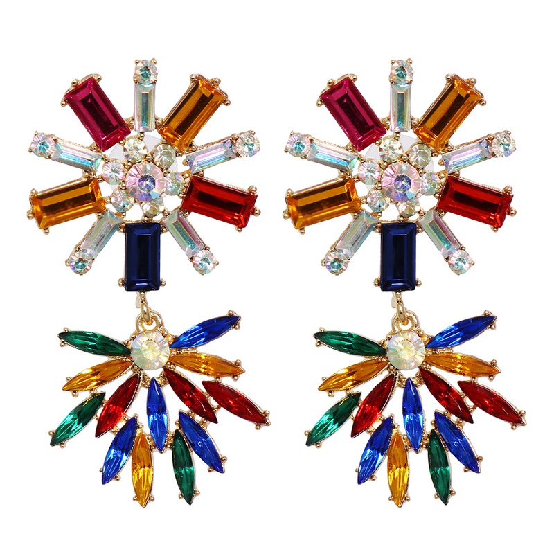 new geometric flower hollow diamond earrings pendant earrings personality bohemian ear jewelry
