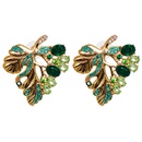 European and American new style spring green leaf alloy diamond earrings personality exaggerated earringspicture7