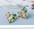 European and American new style spring green leaf alloy diamond earrings personality exaggerated earringspicture10