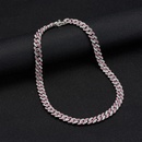 European and American twocolor watercolor diamond 9mm Cuban chain necklace wholesalepicture10