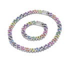 European and American Cuban necklace 12mm diamondshaped colorful rainbow braceletpicture8