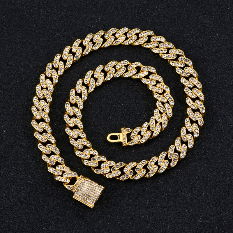 European and American hiphop 11mm single row Cuban chain clavicle chain