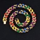 Xuan Di 16mm Thick Colorful Rainbow Necklace European and American Cuban Link Chain Hip Hop Rap Hiphop CrossBorder Accessoriespicture8