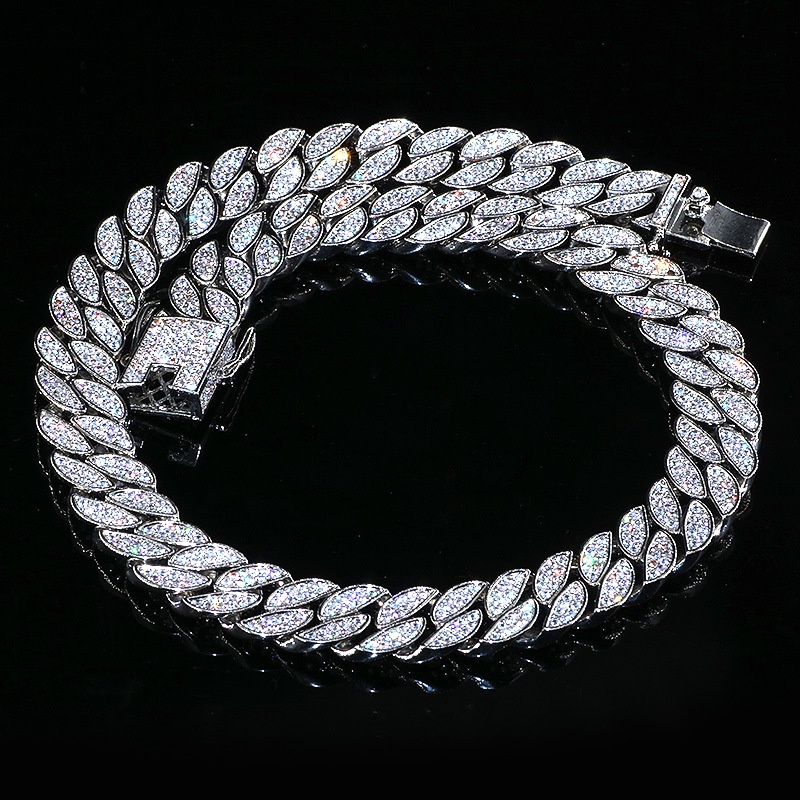 Manufacturers Supply Amazon Hot Hip Hop Cuban Link Chain Copper Inlaid Zircon Cuban Link Chain Bracelet Necklace