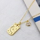 Retro Inlaid Zirconium Tag Combination Pendant Goldplated Moon Star Tag Necklacepicture9