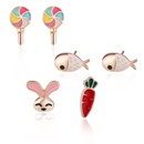 925 Silver Nail Korean Style Ins Simple Stud Earrings Set Spot Fashion Candy Fish Creative Cute Earrings Femalepicture11