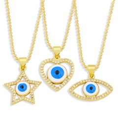 European and American Personalized Minimalist Creative Geometric Hollow Love Five-Pointed Star Devil's Eye Necklace Sweater Chain Female Nkz60